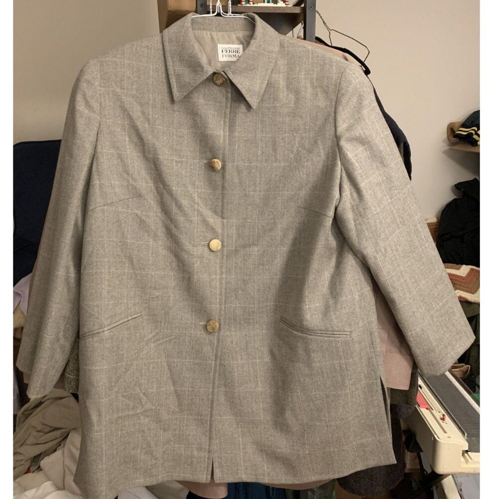 Gianfranco Ferre Forma Virgin Wool High Collared Women's Blazer